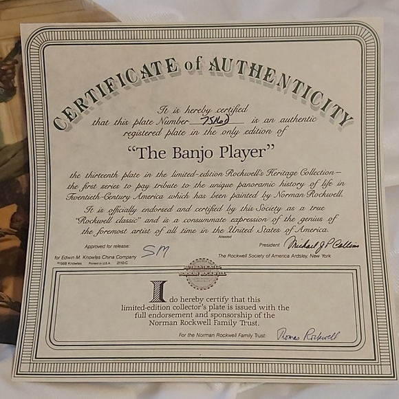 Norman Rockwell Plate "The Banjo Player" - Picture 2 of 6